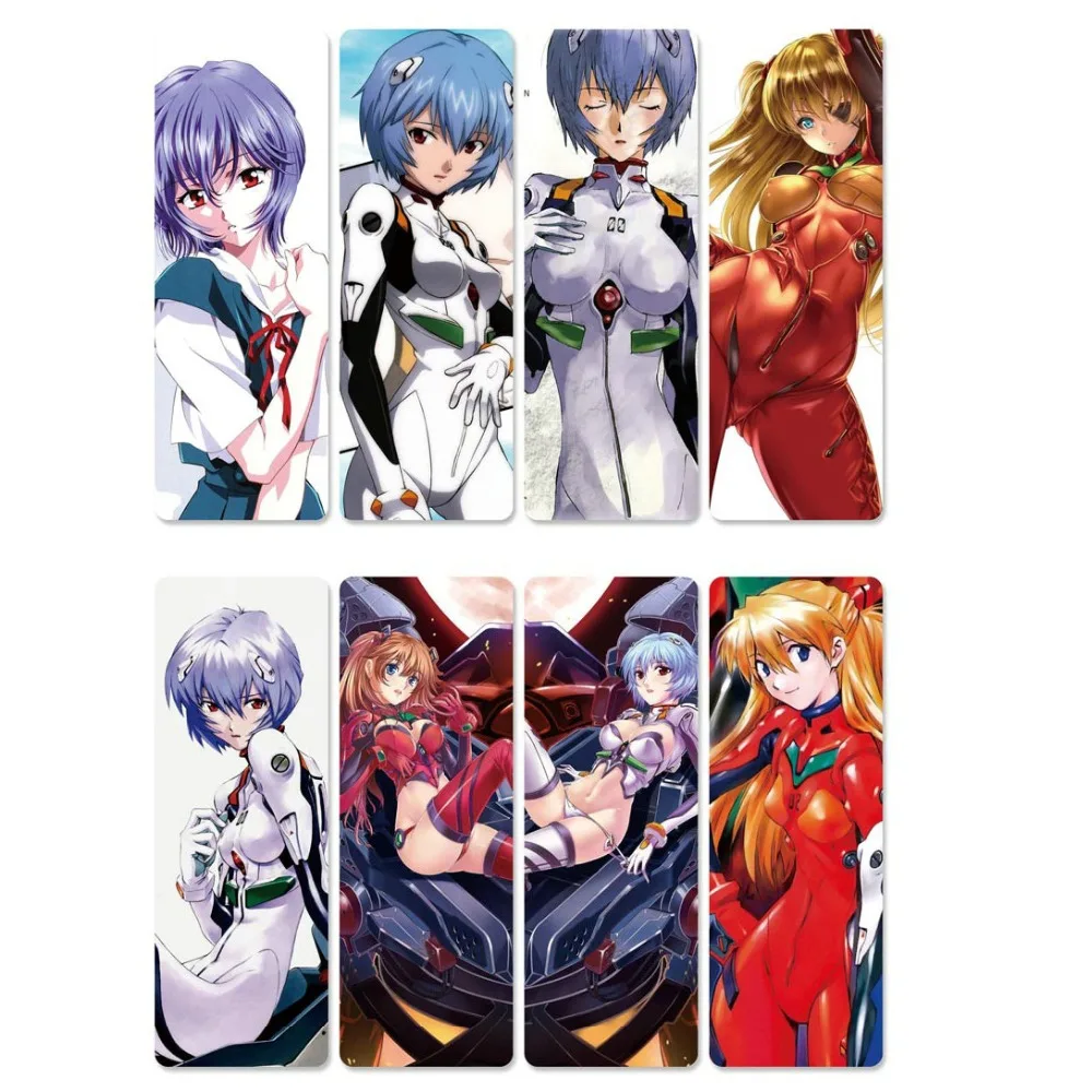 8 шт. EVANGELION EVA аниме лямки водонепроницаемый прозрачный ПВХ пластиковая Закладка красивые лямки для книг подарок