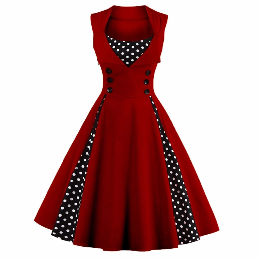 Винтажное платье в горошек 50s 60s Pin Up 5XL женская одежда больших размеров вечернее