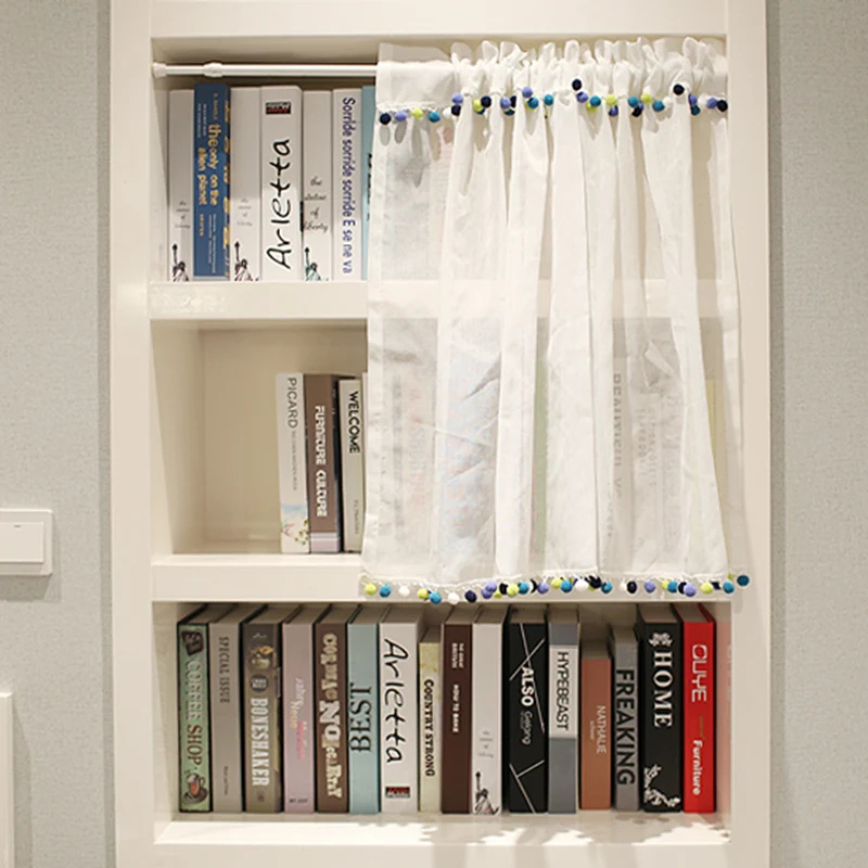 Белый с солидными цветными кисточками короткий занавес для кухонного декора