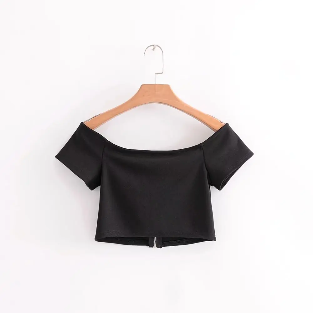 Летний топ сексуальный укороченный женский на бретелях жилет молнии с открытыми