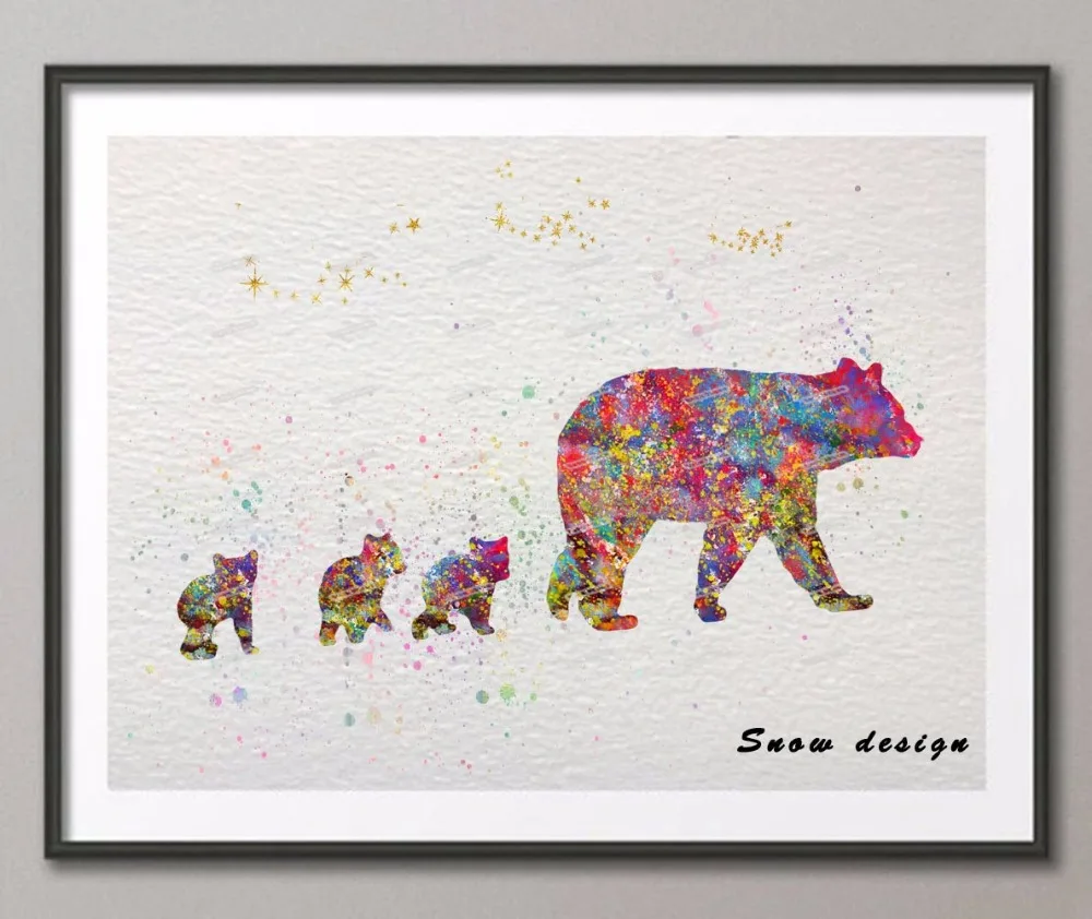 DIY рикиви медведь семья Картина на холсте современные животные настенный постер