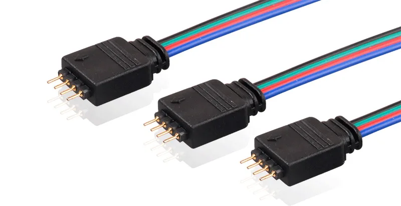 22AWG 10 см/15 см 4 Pin Черный RGB Мужской плоский удлинитель светодиодный адаптер