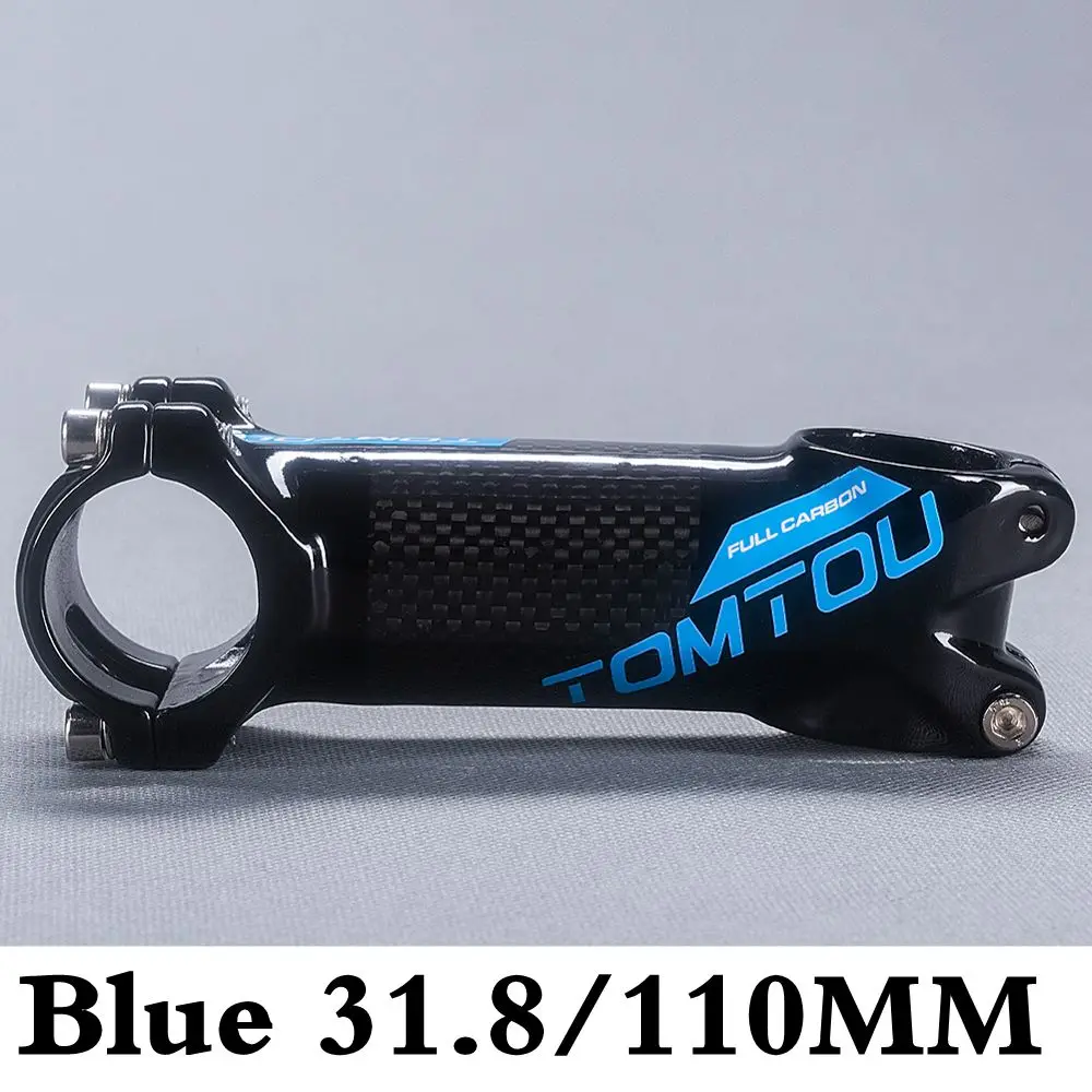 110mm Из карбонового волокна от tomtou+ алюминиевый сверхлегкий MTB велосипедный вынос руля, шоссейный велосипед аксессуары для горных велосипедов 3 K глянцевый синий-T42T09 - Цвет: 110mm
