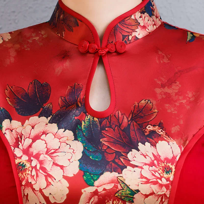 Пикантные короткие Cheongsam Лето г. Винтаж китайский стиль платье Модные женские Мини Qipao Тонкий Вечерние платья с пуговицами Vestido S-3XL