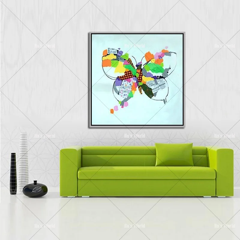 100% ручная роспись, современная абстрактная картина маслом на холсте, настенное искусство, картина-бабочка для домашнего декора, свадьба, рождественский подарок