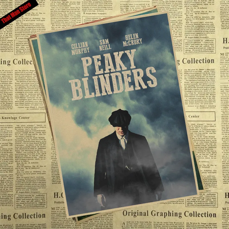 That man Store Peaky blinder фильм крафт-бумага Плакат Бар Кафе Винтаж Высокое качество печать рисунок ядро декоративная живопись - Цвет: Темно-серый