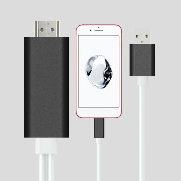 Black USB к HDMI конвертер для Lightning к HDMI зеркальный кабель адаптер для Apple iPhone X 8 7 6S iPad HDMI ТВ Цифровой AV адаптер - Цвет: Black