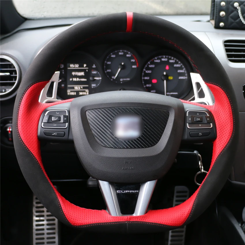 MEWANT черная замша красная кожа фотоэлемент для Seat Leon 2009 2010 2011 2012 аксессуары
