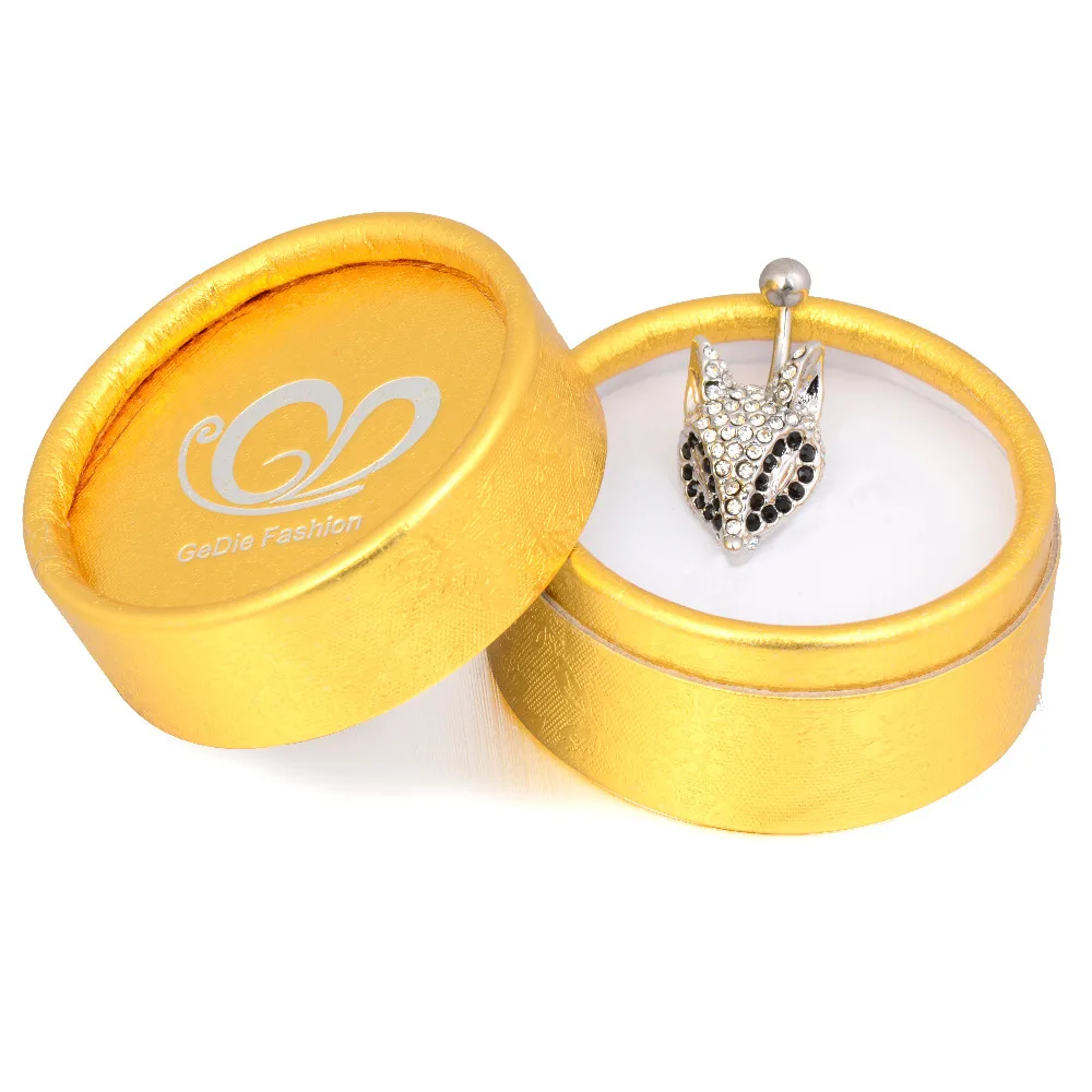 2019 Коктейльные Вечерние лиса пупка кольца из белого золота-Цвет женская