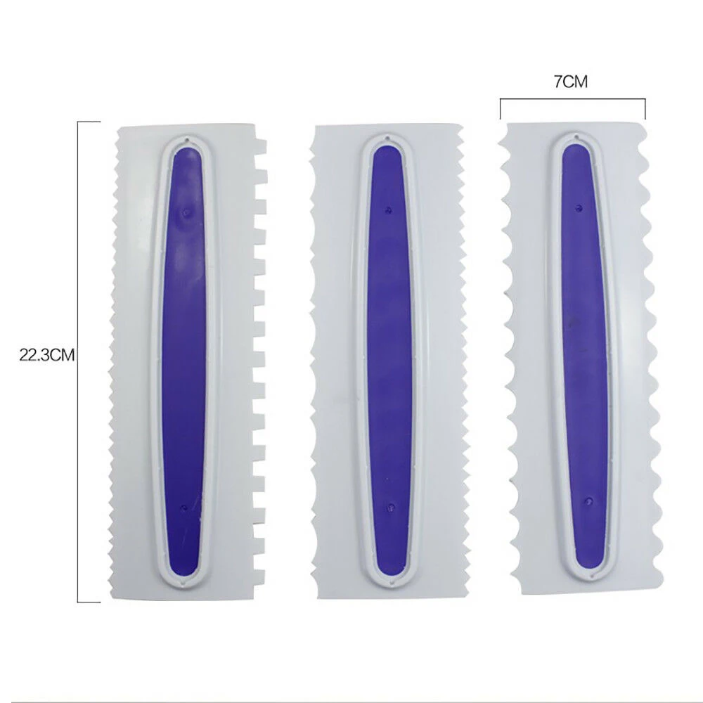 

3pcs Spatula Comb Fondant Cream Cake Scraper Cake Tool Baking Decorating Tool Edge Smoother Blade