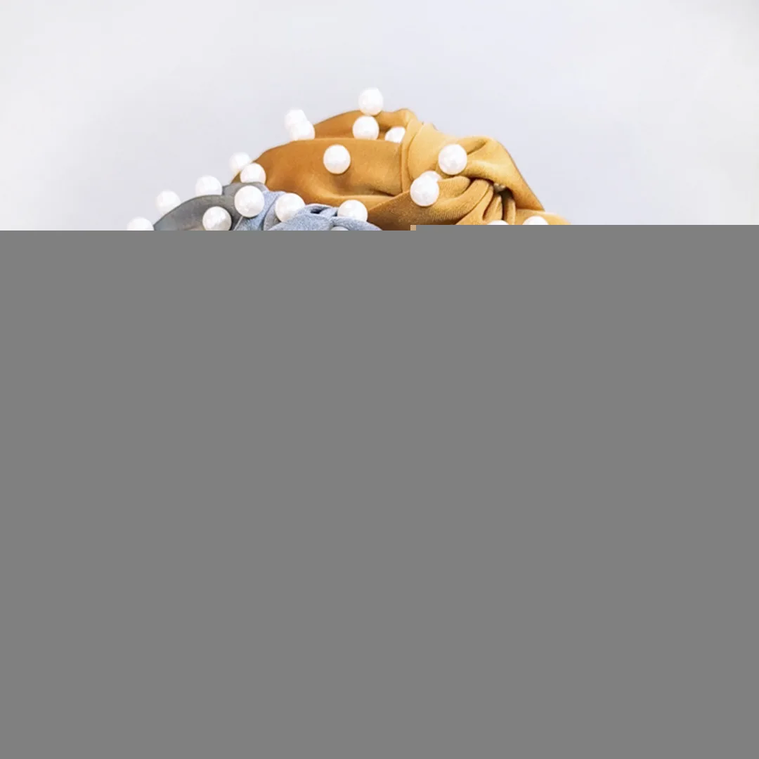 Новые однотонные Цвет, атласные, с узелком, широкая повязка для волос Для женщин полукруглых искусственных жемчужин, связанные в узел волосы обручем в Корейском стиле с эластичной резинкой для девочек с повязкой на голову, аксессуары для волос