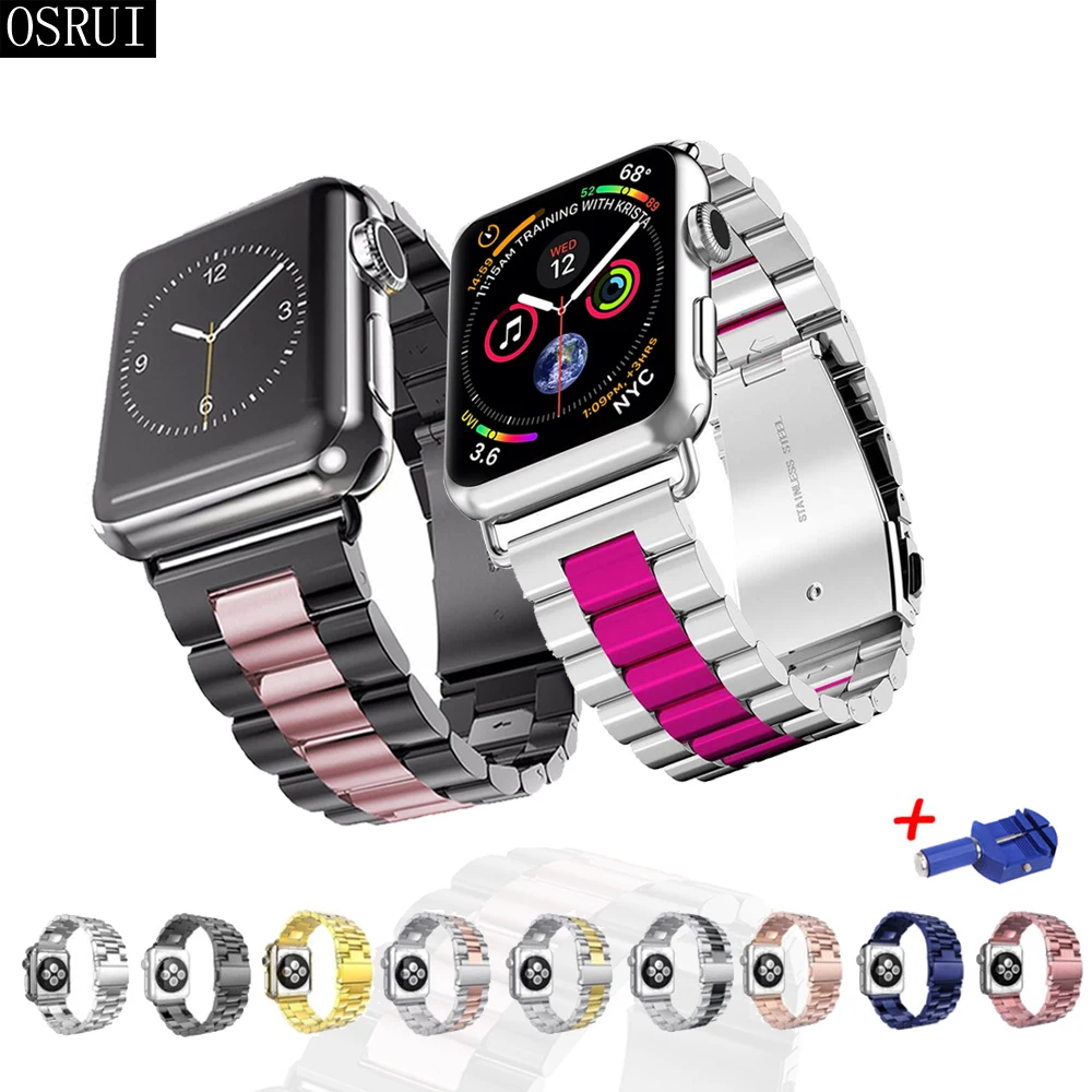 Ремешок для Apple watch Band 4 5 correa iwatch 42 мм 38 3 2 44 40 браслет из нержавеющей стали pulseira