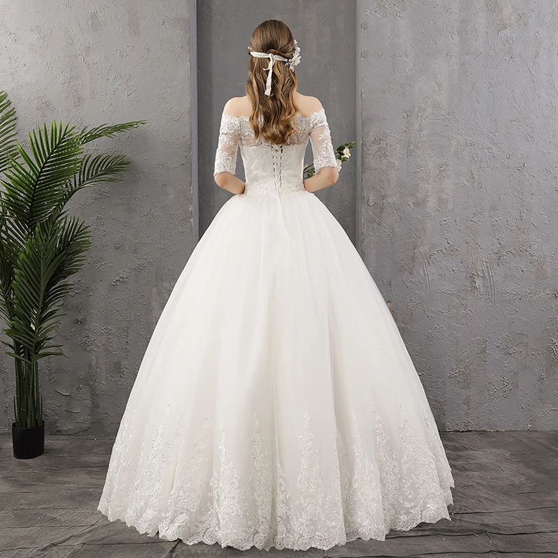 Vestidos De Novia элегантное кружевное свадебное платье с вырезом лодочкой и открытыми