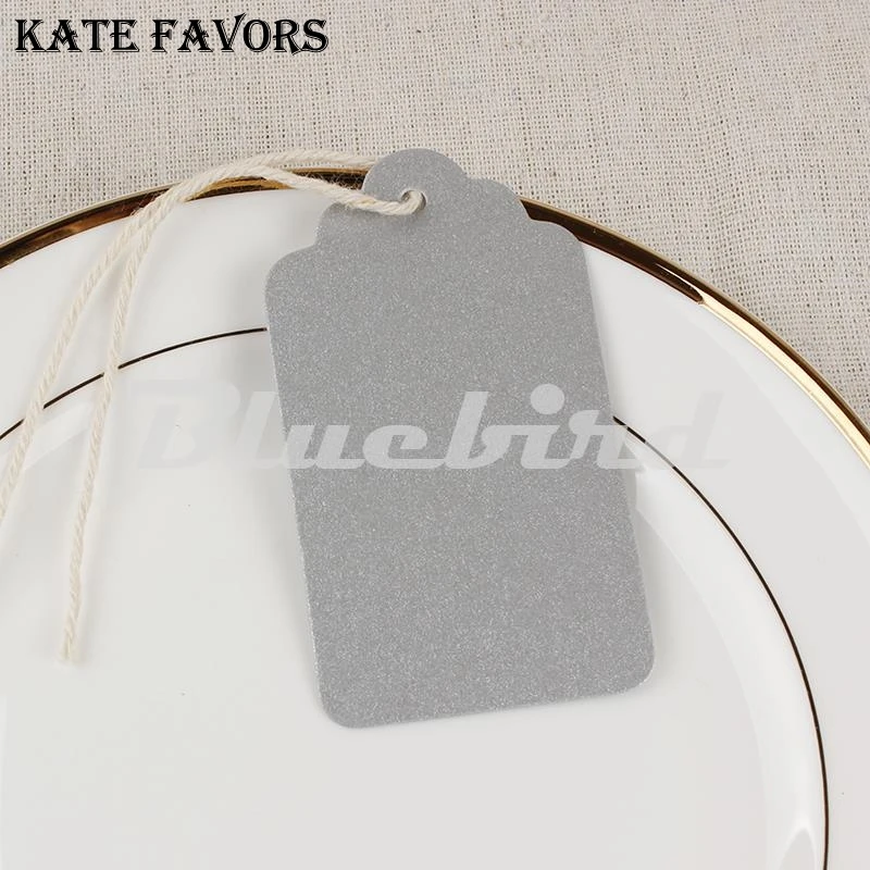 100Pcs 70*40Mm Silver Paper Tags With String Flower Head Tag Blank Gift Label Decorations Christmas Labels Stickers | Дом и сад