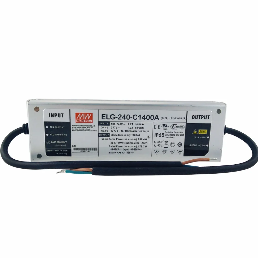 Оригинальный светодиодный привод Meanwell ELG-240-C1400A 1400 мА 240 Вт 180 в Высокий источник