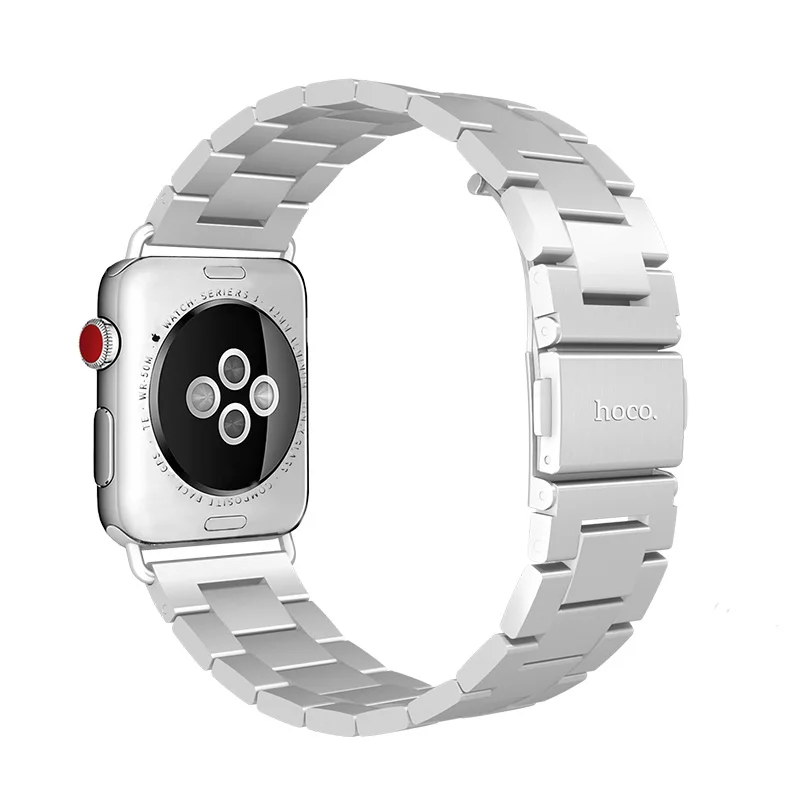 HOCO 44 мм 42 мм 40 мм 38 мм браслет Meatl ремешок для Apple Watch Series 5 4 3 2 1 с двойной кнопкой Бабочка Складная пряжка - Цвет ремешка: Серебристый