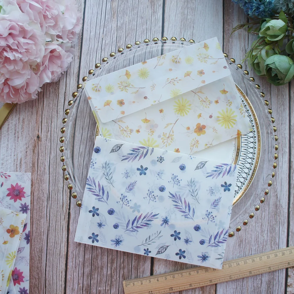 12 3*17 3 см 4 шт маленькие цветочные листья дизайн конверт как открытка с