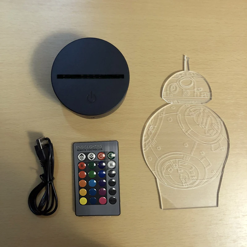 3D креативный светильник BB8 светодиодсветильник лампа с USB 7 цветов для спальни