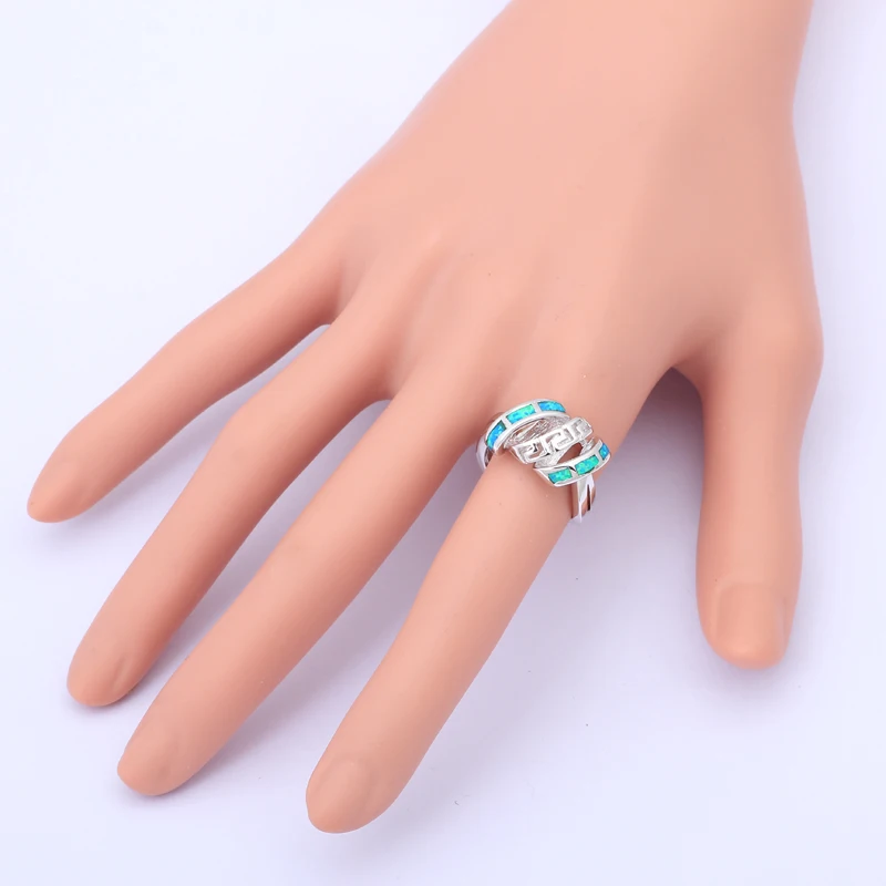 Прекрасный дизайн оптом и в розницу Синий огненный опал штамп серебряное кольцо