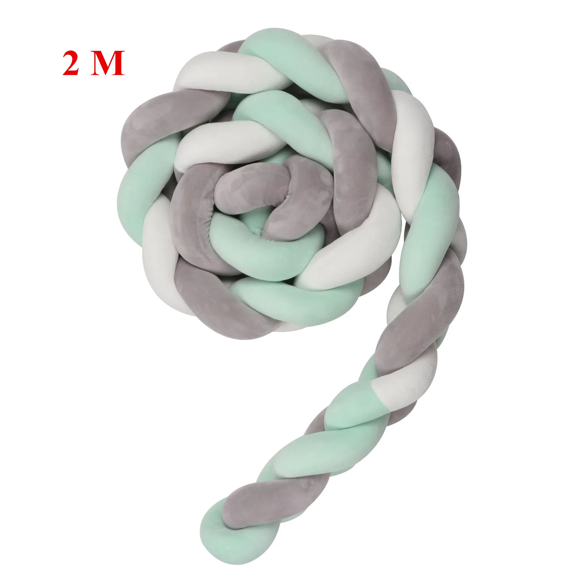 GrayWhiteSkyBlue 2M Бампер для новорожденной кровати с узлом/протектор Tour De Lit Bebe Tresse детский бампер коса детская кроватка бампер бамперы в кроватку 3 6 9 12 м - Цвет: GrayWhiteSkyBlue 2M