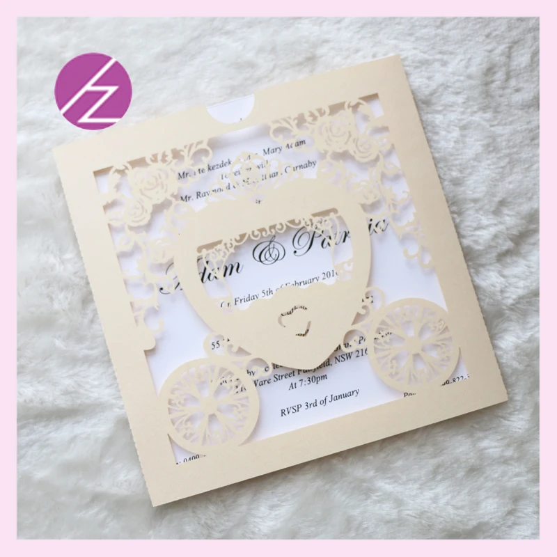Бесплатная доставка лазерная резка роскошные романтические приглашения на