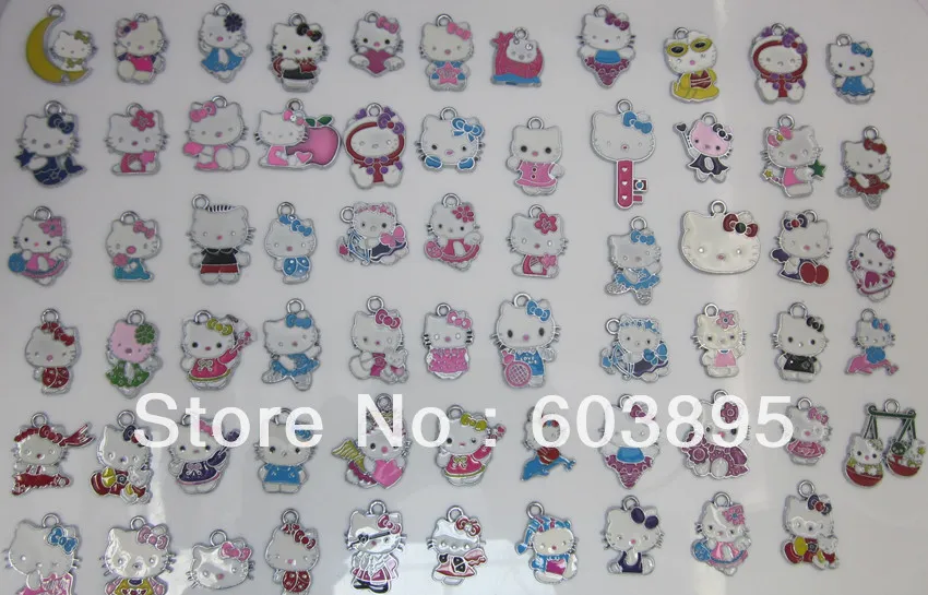 S598fgh5! 100 шт./лот эмалированные смешанные амулеты hello cat для брелоков|charm for key|cat