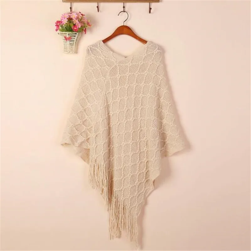 Женский свободный свитер с бахромой и рукавами летучая мышь в национальном стиле