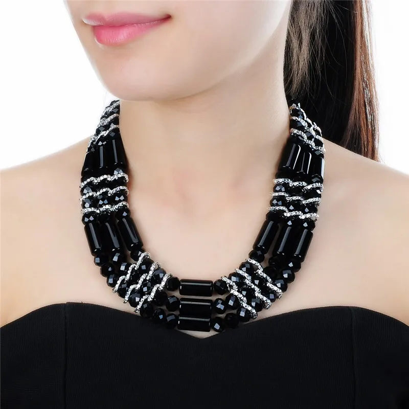 Vintage Style Statement Big Crystal Pendant Women Neckalces Antique Chain Choker Necklace For Fashion Jewelry | Украшения и