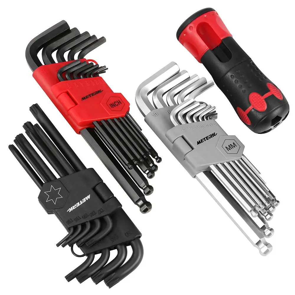 Standard Kit Meterk 36 шт. шестигранный гаечный ключ, набор, длинная рукоятка, шаровой конец, шестигранный ключ, головка винта, гаечный ключ, многоразмерный внутренний шестигранный гаечный ключ - Цвет: Standard Kit