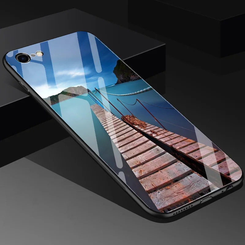 Премиум Корпус из закаленного стекла для iPhone 6 i6 6S + 7 i7 8 i8 Plus X ix тигра печати