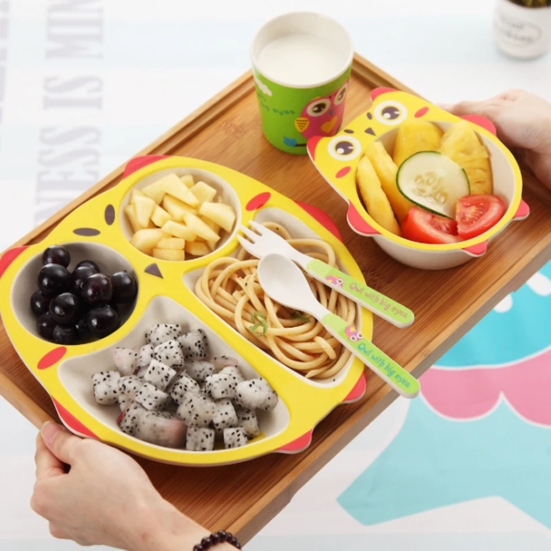 5 шт./компл. детская посуда из бамбукового волокна предохранительный комплект