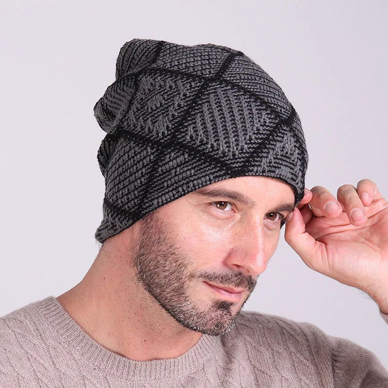 [Aetrends] Зима Шапки Для мужчин Hat шапочки Skullies с бархатом внутри Z - Цвет: Color No 2