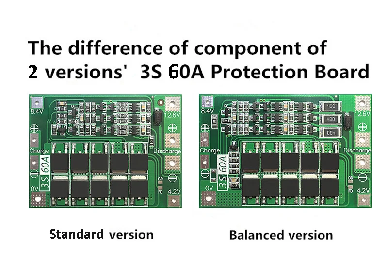 Защитная плата PCB BMS 3S 60A для зарядки литий ионных аккумуляторов 11 1 В 12 6 модуль