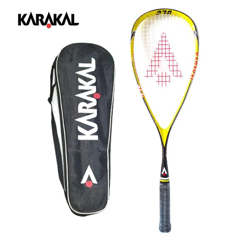 Yellow with bag Оригинальная ракетка KARAKAL Сквош углерод супер легкий 130 г с пакетом сумка для матча и обучения для игрока или ученика - Цвет: Yellow with bag