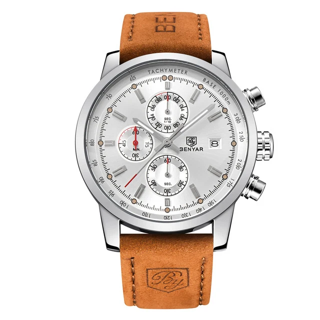 Brown silver Модные брендовые новые роскошные спортивные часы, мужские водонепроницаемые часы с хронографом, мужские часы, мужские уличные наручные часы - Цвет: Brown silver