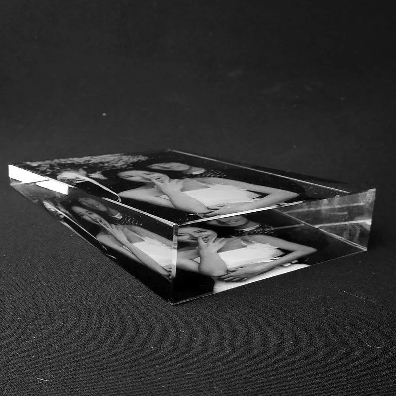 Персонализированная Хрустальная фоторамка 3D лазерная гравировка свадьба семья