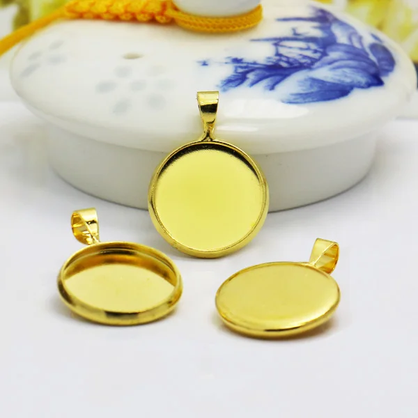 20pcs 12mm 14mm Silver/Gold Plated Pendant Tray Setting with Blank Base 14mm glass cabochon,Cameo Pendant for Glass Dome