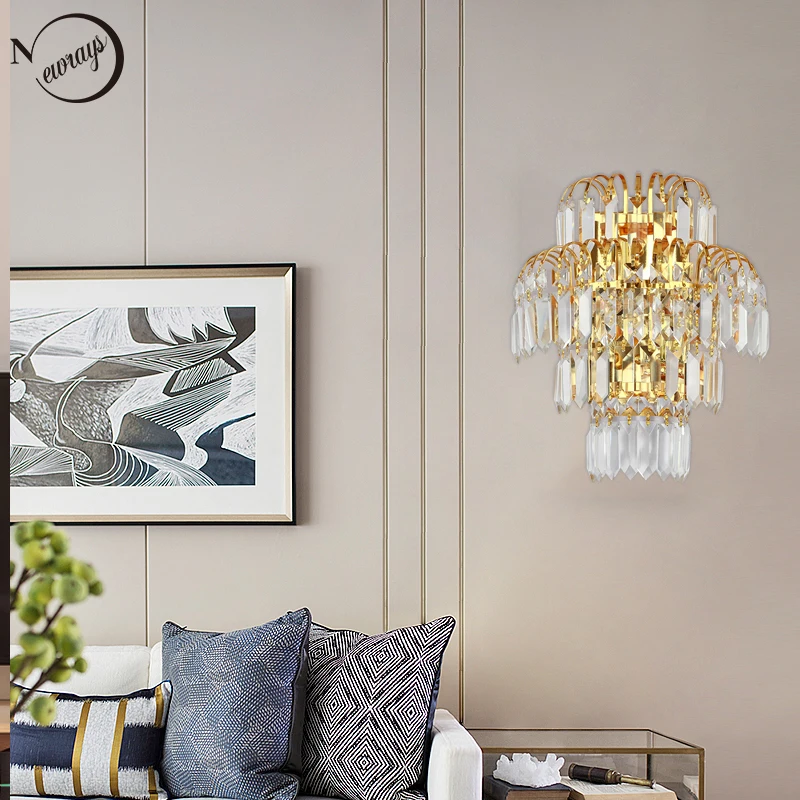 

Modern plated crystal wall lamp E14 LED 220V Multiple styles novelty wall lights for living room bedroom restaurant hallway cafe