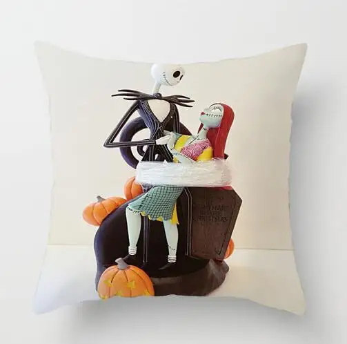 18 ZENGIA Nightmare Before Christmas Cushion cover GHOST Pillow cover Polyester Horror Throw pillows Sofa Decorative Pillow case - Color: 18