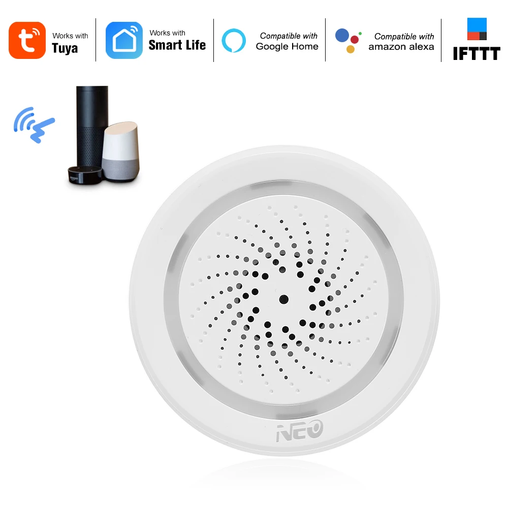Смарт сирена NEO с Wi Fi сенсор для домашней безопасности совместим Alexa Google