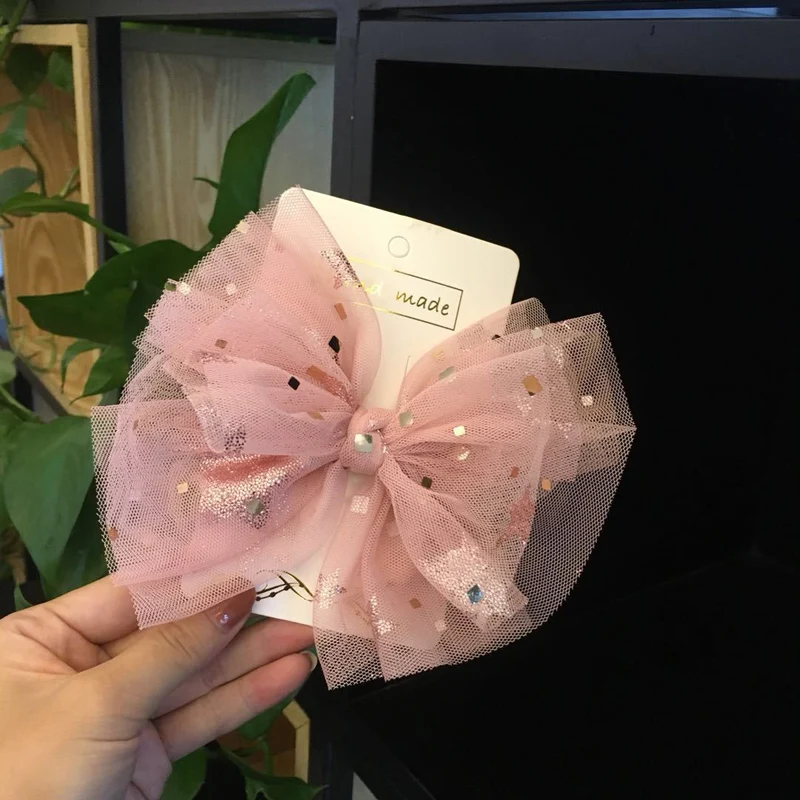 Dark Pink BalleenShiny/кружевные заколки принцессы с бантом для маленьких девочек; модная Роскошная заколка с жемчужиной; головной убор для детей; блестящие красивые заколки для волос - Цвет: Dark Pink