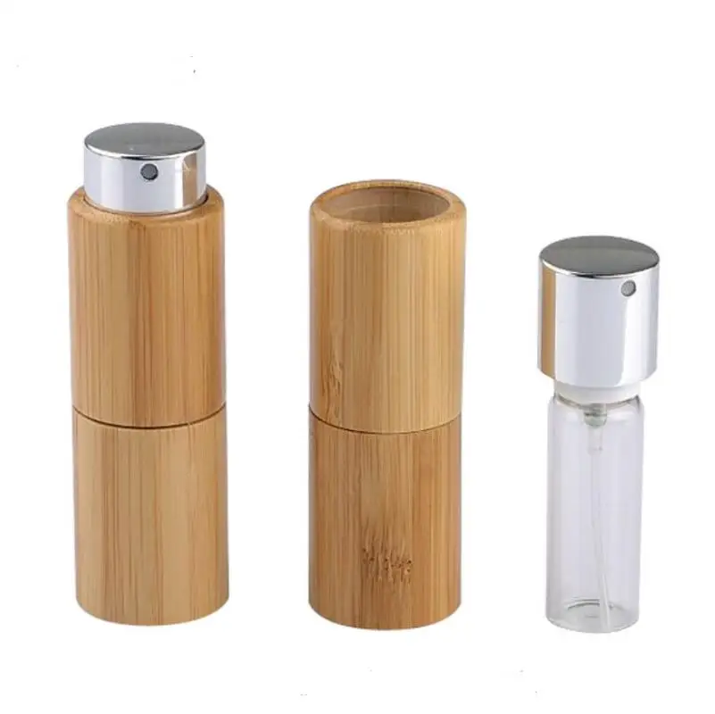 

10ML Empty Bamboo Perfume Bottle, DIY Bamboo Glass Scent Spray Bottle,Portable Perfume Tube LX5254