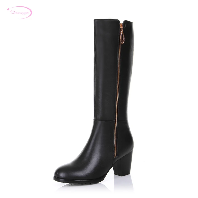 

Chainingyee handmade quality custom leather sexy contracted knee high boots comfortable zippers high with women's riding boots