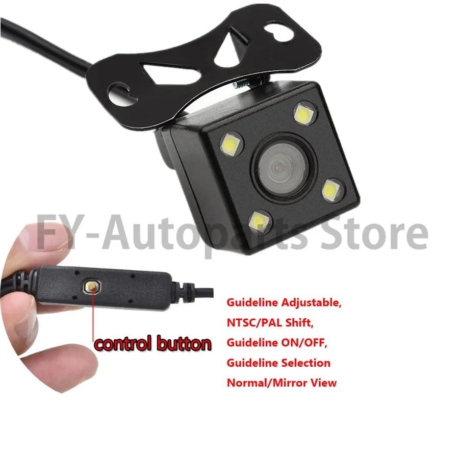 Универсальная автомобильная мини камера заднего вида 4 светодиода кнопка