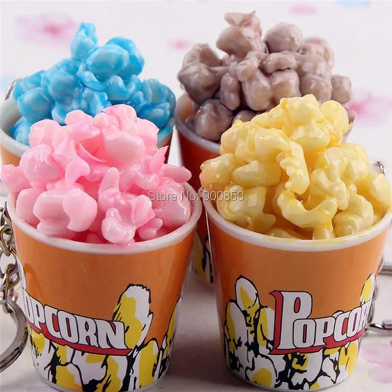 1 шт. брелок из сплава с имитацией пищи попкорна модельный мультяшный