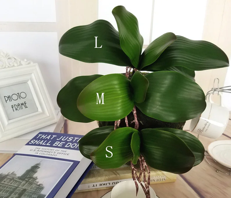 

S M L Artificial Butterfly Orchid Leaf Phalaenopsis Real Touch Auxiliary Material Flower Decoration Orchid Leaves