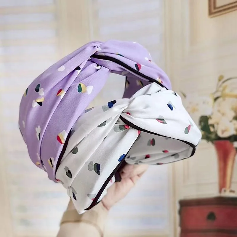 2019 Fashion New Women Print Hairband Headband Hair Hoop Wide Dot Cloth Bands Bezel Accessories |