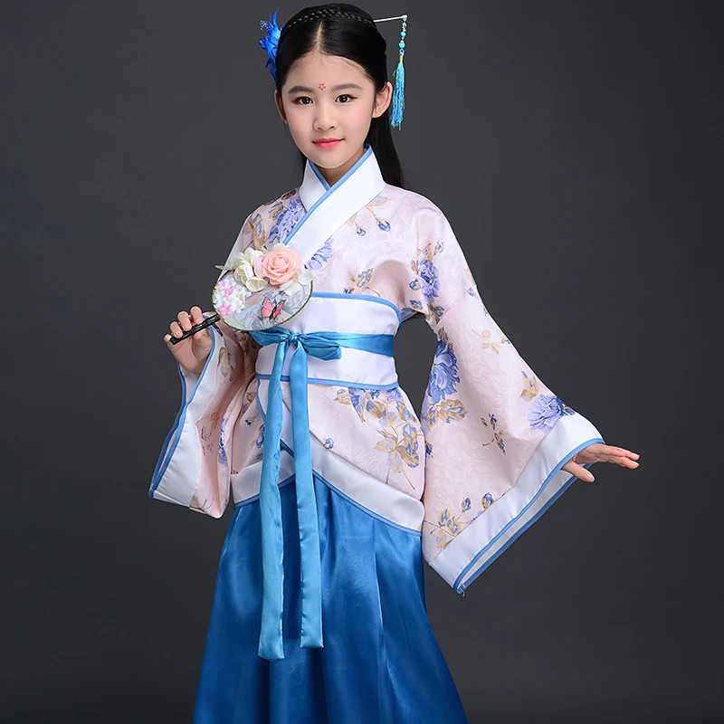 Женское платье для народных танцев белое танцевальное Hanfu девочек в стиле