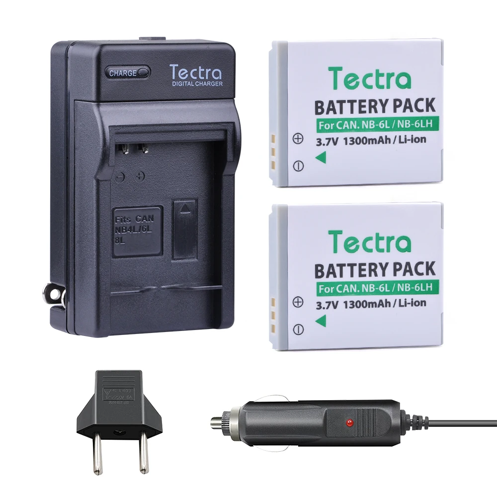 

Tectra 2PCS NB-6L/NB-LH Camera BATTERY+Digital Charger+Car Plug for CANON IXUS 310 SX240 SX275 SX280 SX510 HS 95 210 300 S90 S95