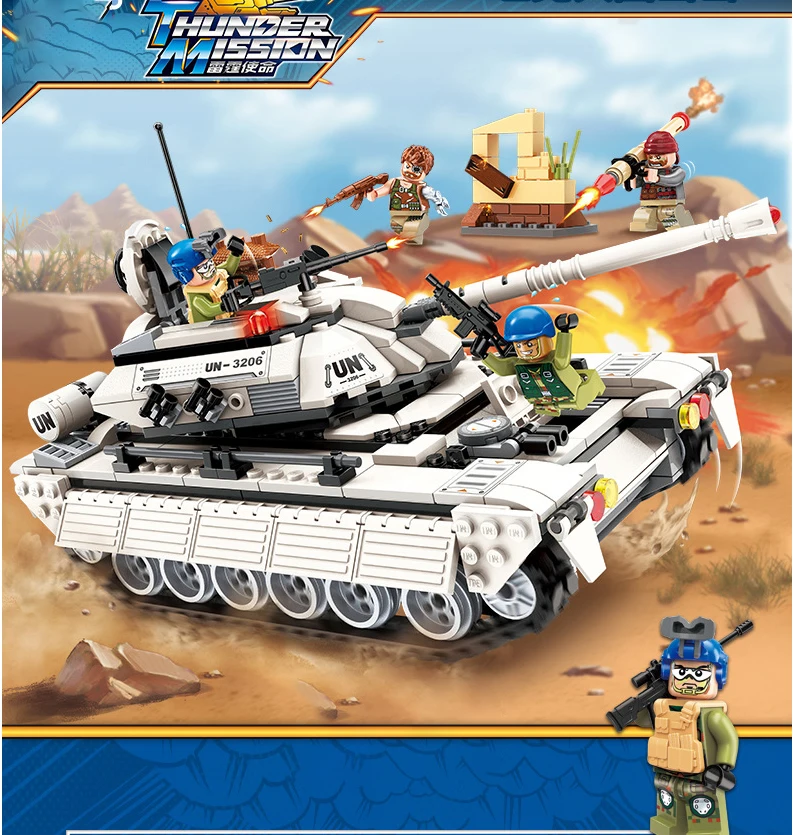

WW2 Military Series Heavy Thunder Tank model building blocks Army Vehicle bricks Compatible With toy for children gift